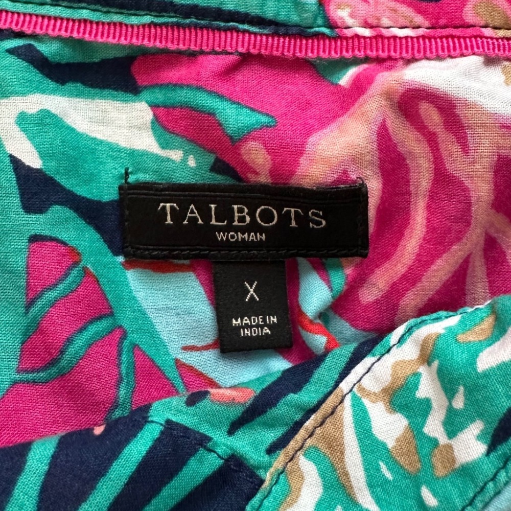 Talbots Tropical Button Down Shirt Womens Plus 14-16 Preppy Coastal Resort - Picture 5 of 6